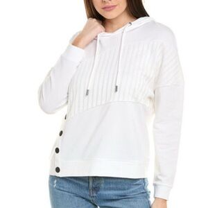 CAbi ATC Roadtrip White Hoodie with Black snap Details XS